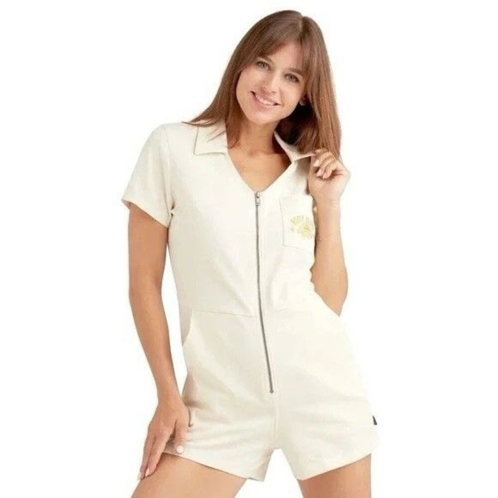 NWT Body Glove Radiant Zip Collared Coveralls Romper Cream Women’s Sz S